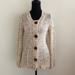 BCBGMaxAzria Beige Button-Up Cardigan